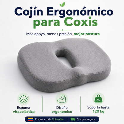 Cojín Ergonómico para Coxis con Espuma Viscoelástica – Alivia la Presión y Mejora tu Postura